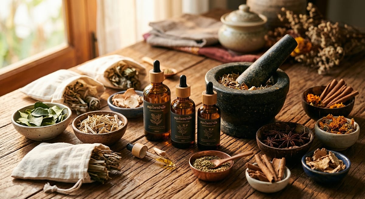 Cannabis oil products and traditional Thai medicine preparations in Thailand